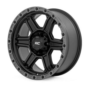 Rough Country 79 Series Wheel One-Piece | Semi Gloss Black w/Gunmetal Ring | 17x8.5 | 6x5.5 | 0mm