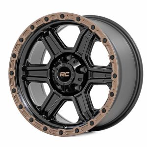 Rough Country 79 Series Wheel One-Piece | Semi Gloss Black w/Bronze Ring | 17x8.5 | 6x5.5 | 0mm