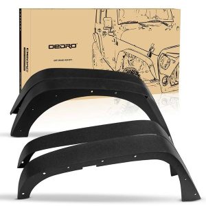 OEDRO Textured Front&Rear Steel Fender Flares for 2007-2018 Jeep Wrangler JK